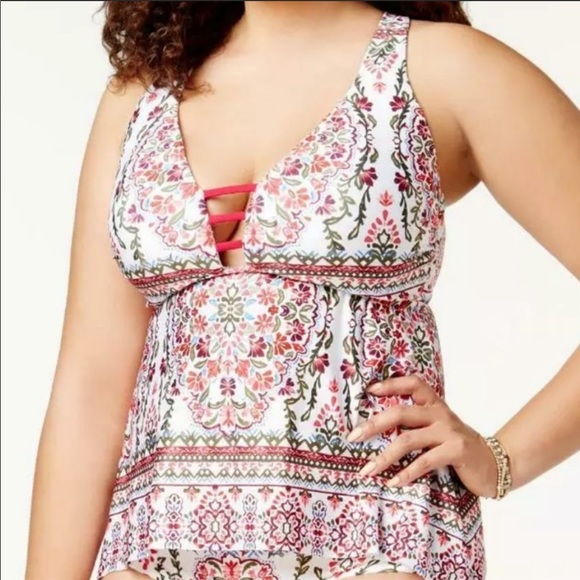 BECCA Other - 🔥BECCA🔥Swim Granada Floral Tankini Swimsuit Top 14/16 NWT